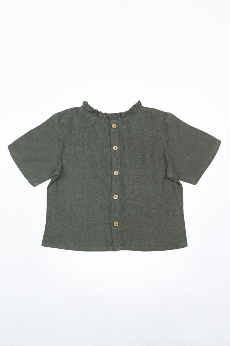 Neck frill top - Chi Linen