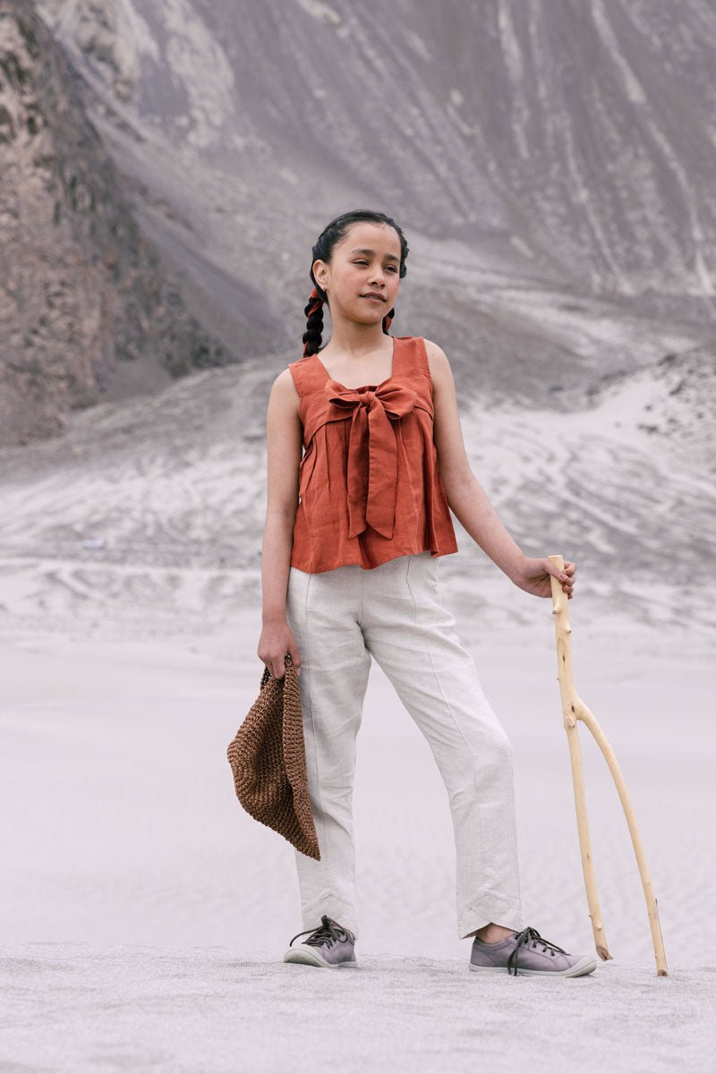 Front bow tie top - Chi Linen