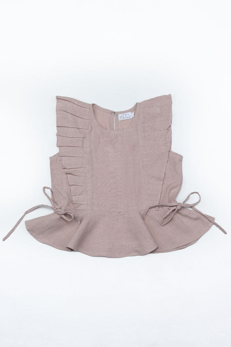 Peplum top with drawstrings - Chi Linen