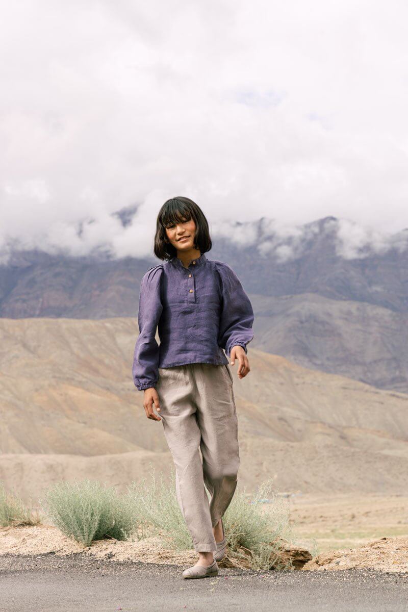 Linen Trousers with Drawstring for Girls