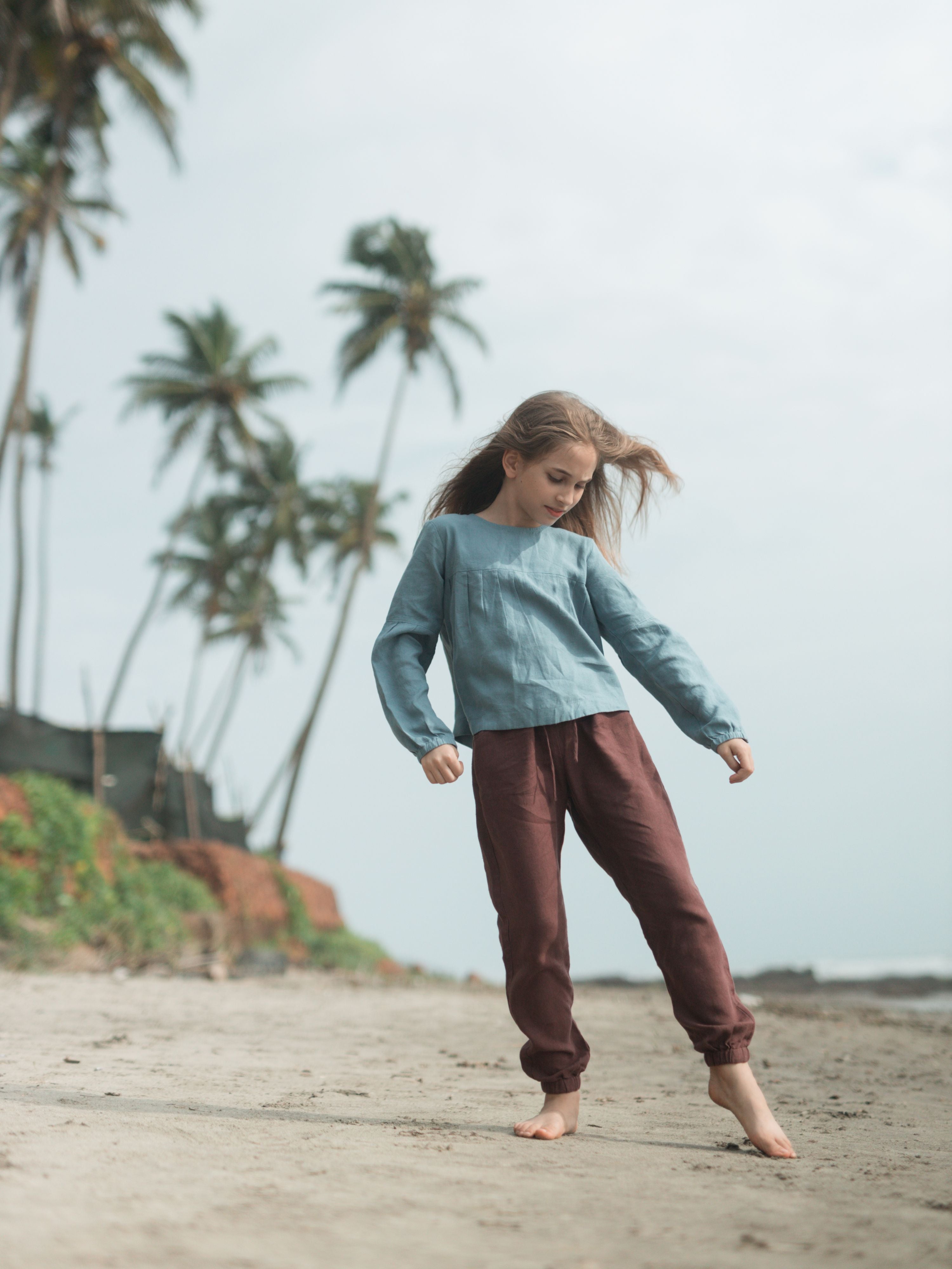 Puff Sleeve Linen Top - Chi Linen