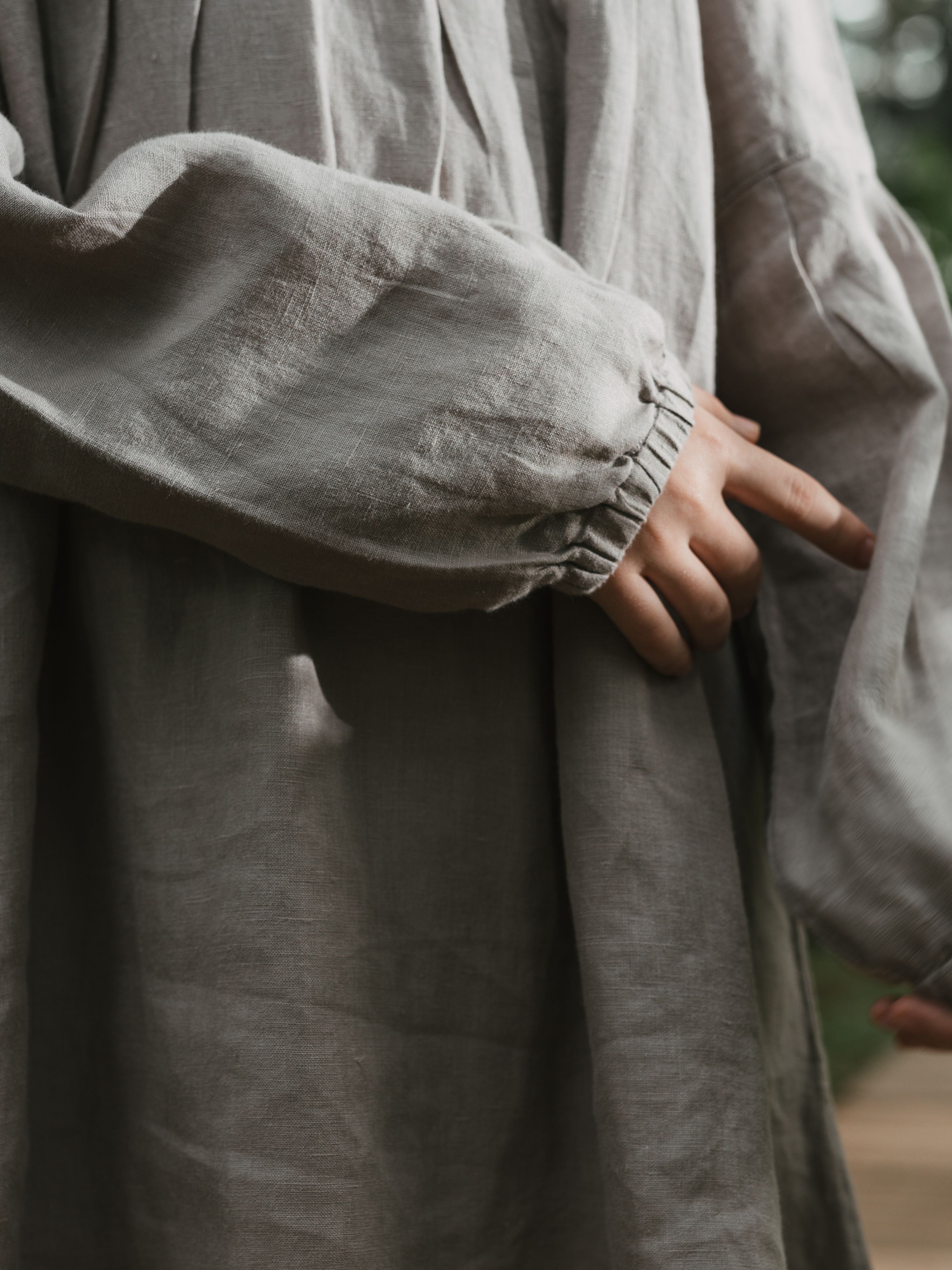 Long Sleeve Tie Back Linen Frock - Chi Linen