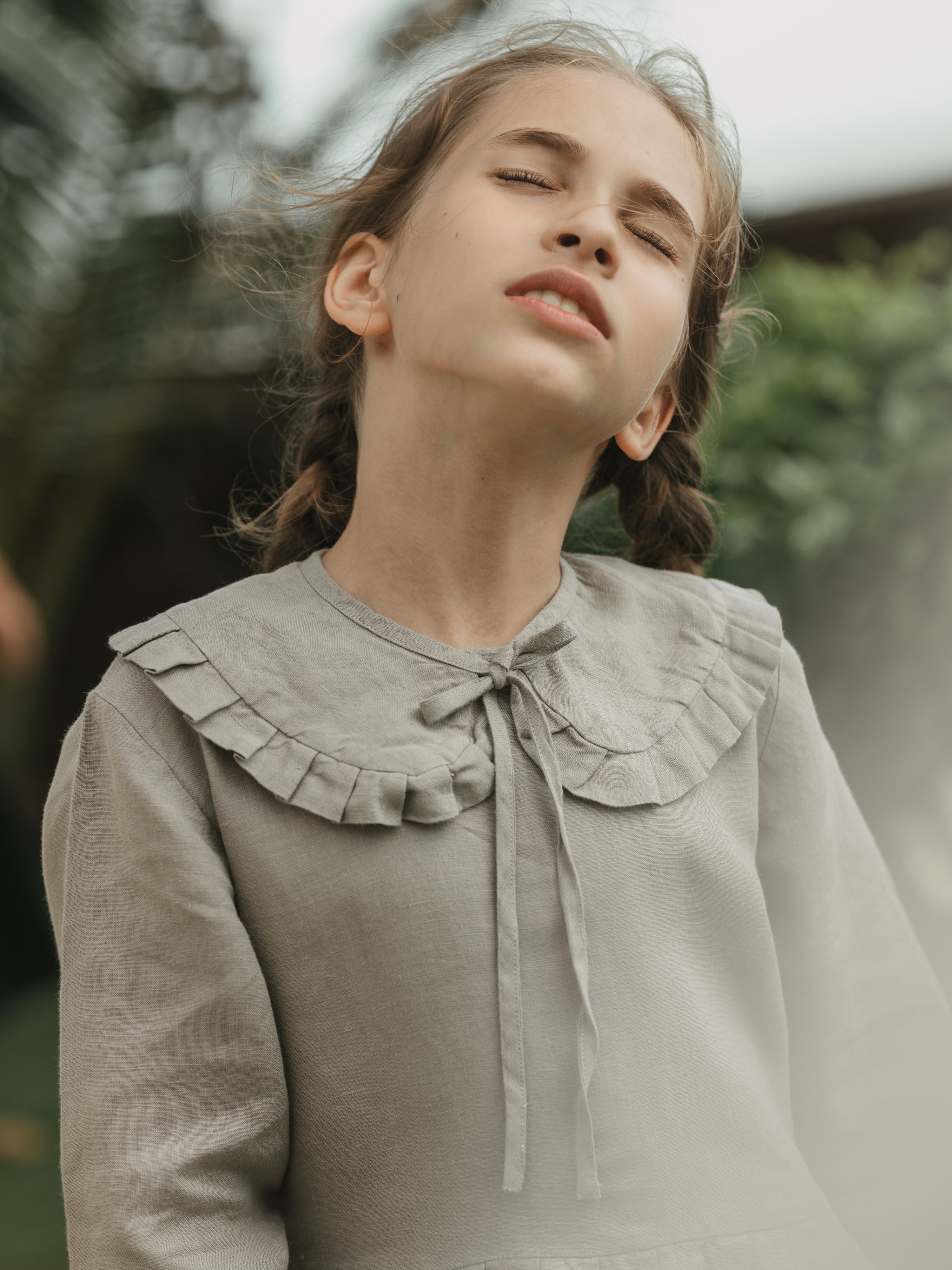Long Sleeve Cuff Linen Frock - Chi Linen
