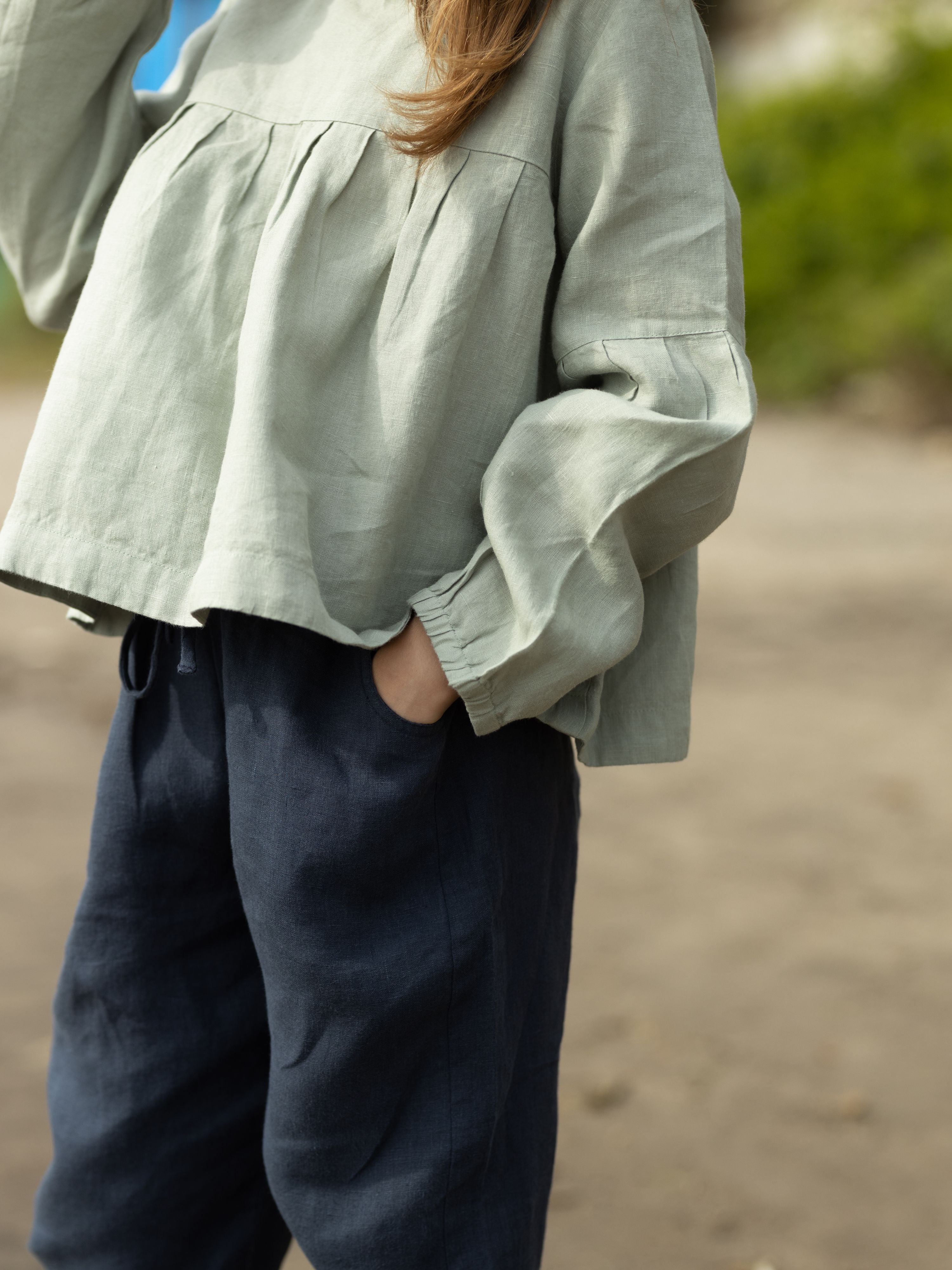 Puff Sleeve Linen Top - Chi Linen