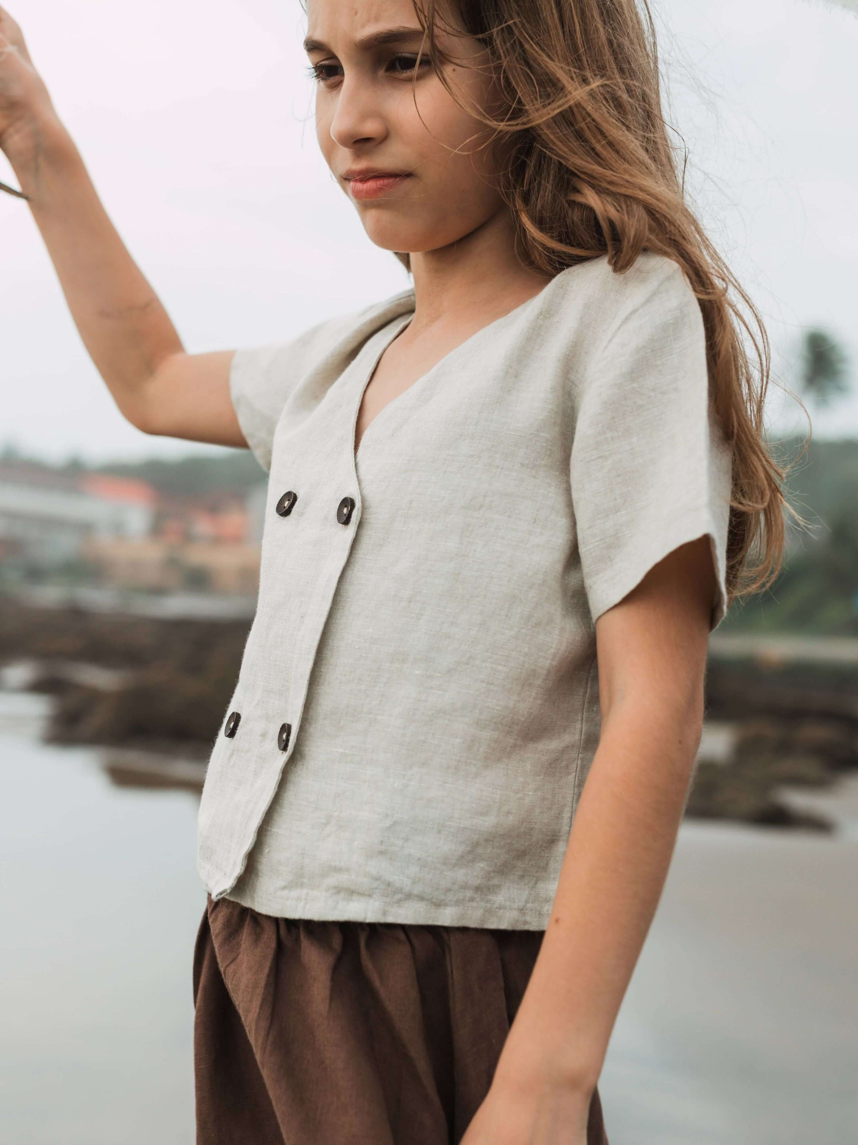 Four Button Linen Top