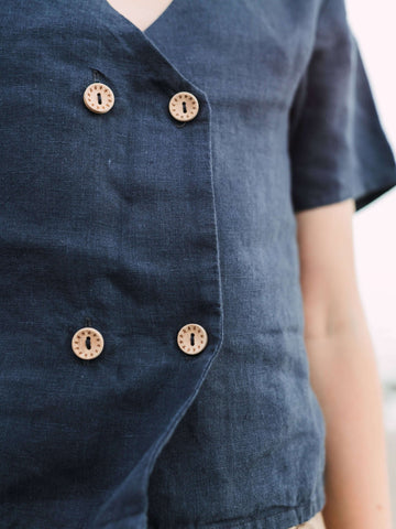 Four Button Linen Top