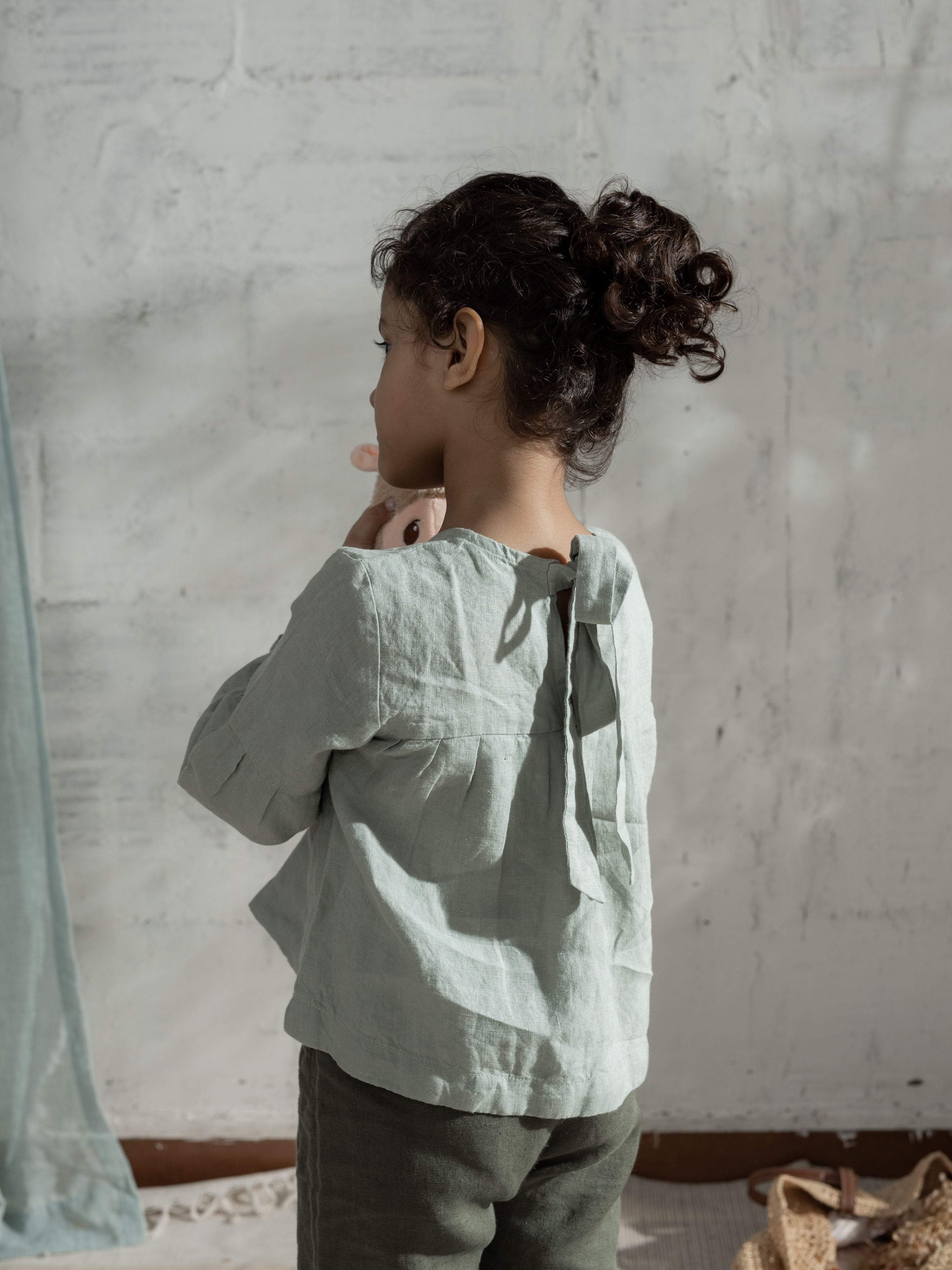 Puff Sleeve Linen Top - Chi Linen