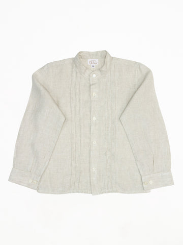 Long Sleeve Band Linen Shirt - Chi Linen