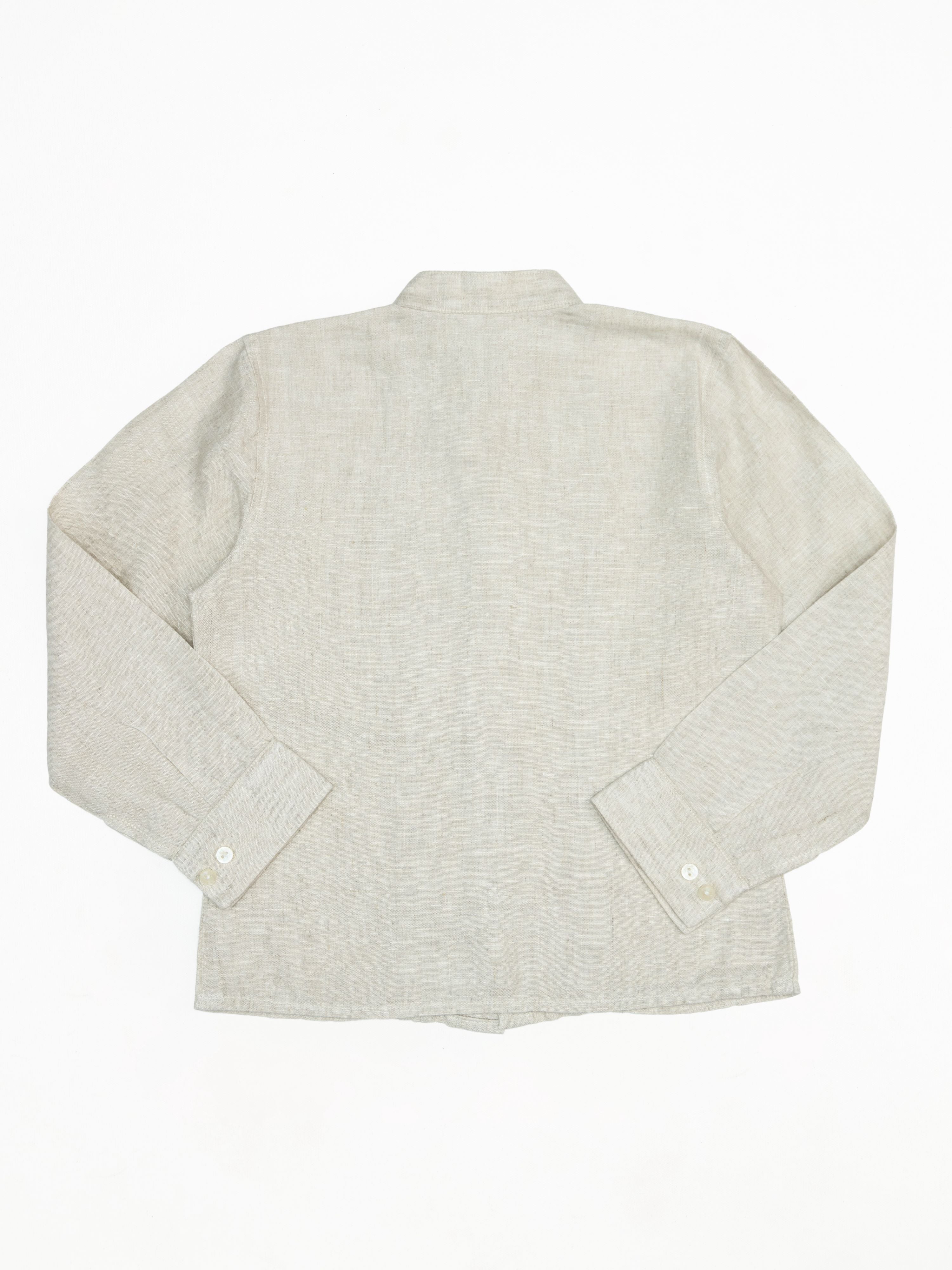 Long Sleeve Band Linen Shirt - Chi Linen