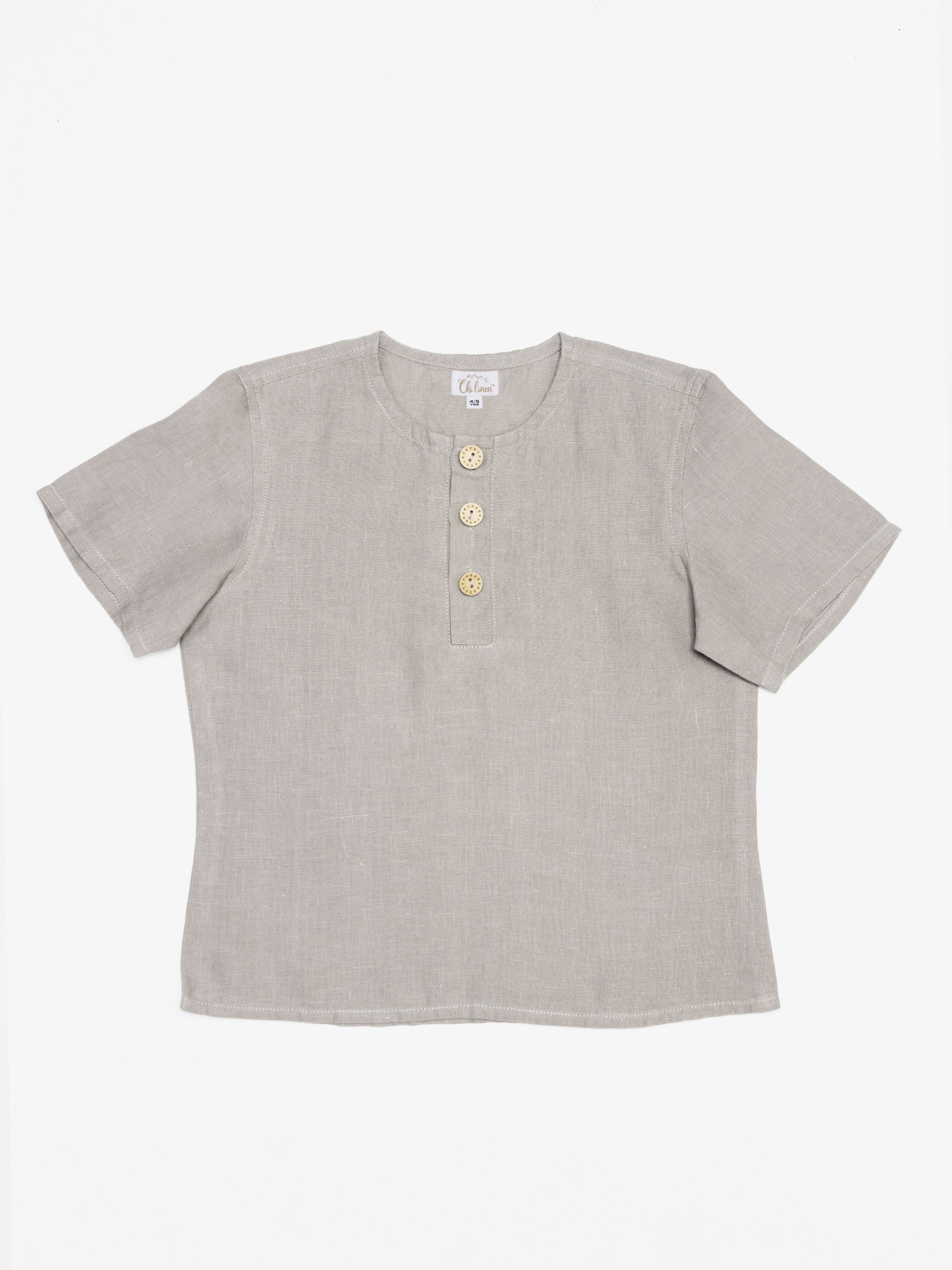 Short Sleeve Linen Shirt - Chi Linen
