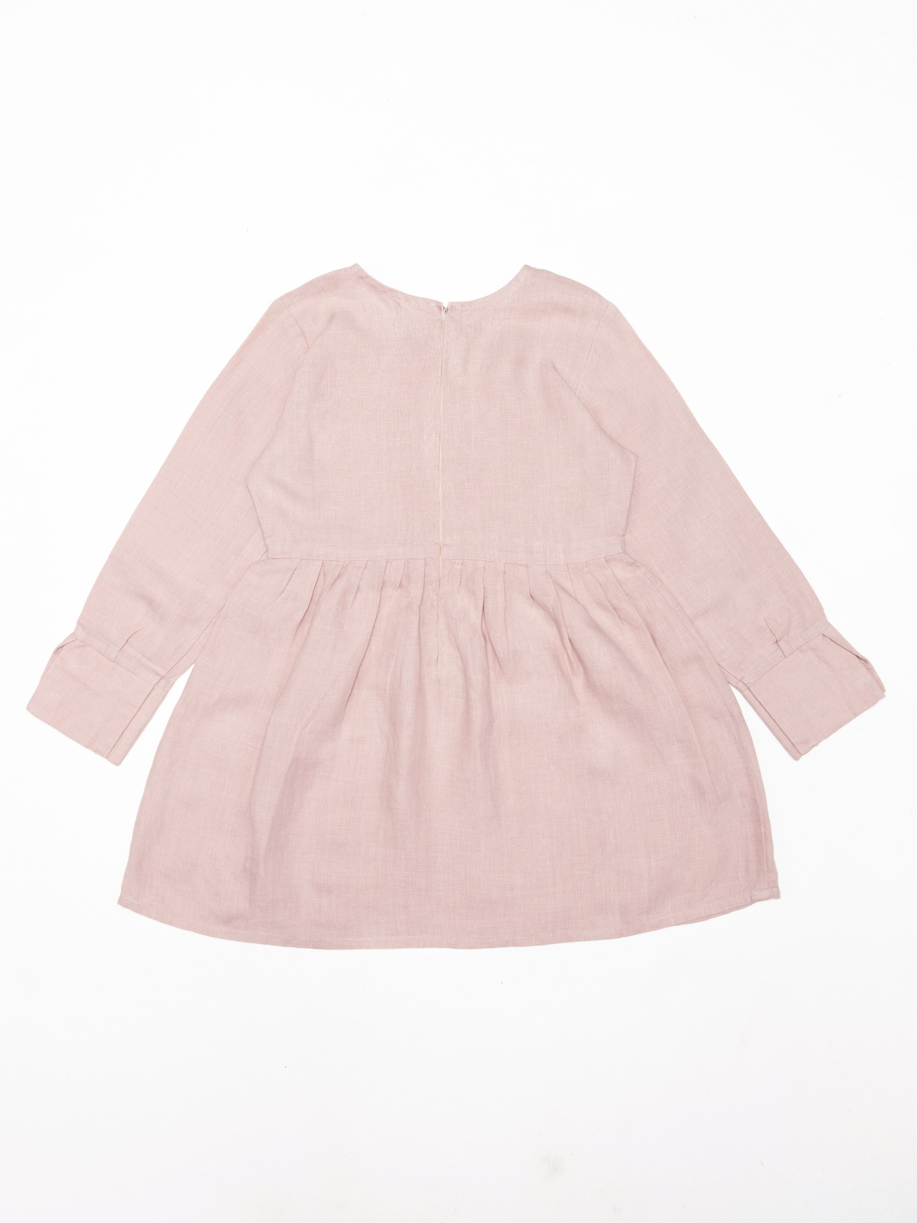 Long Sleeve Cuff Linen Frock - Chi Linen