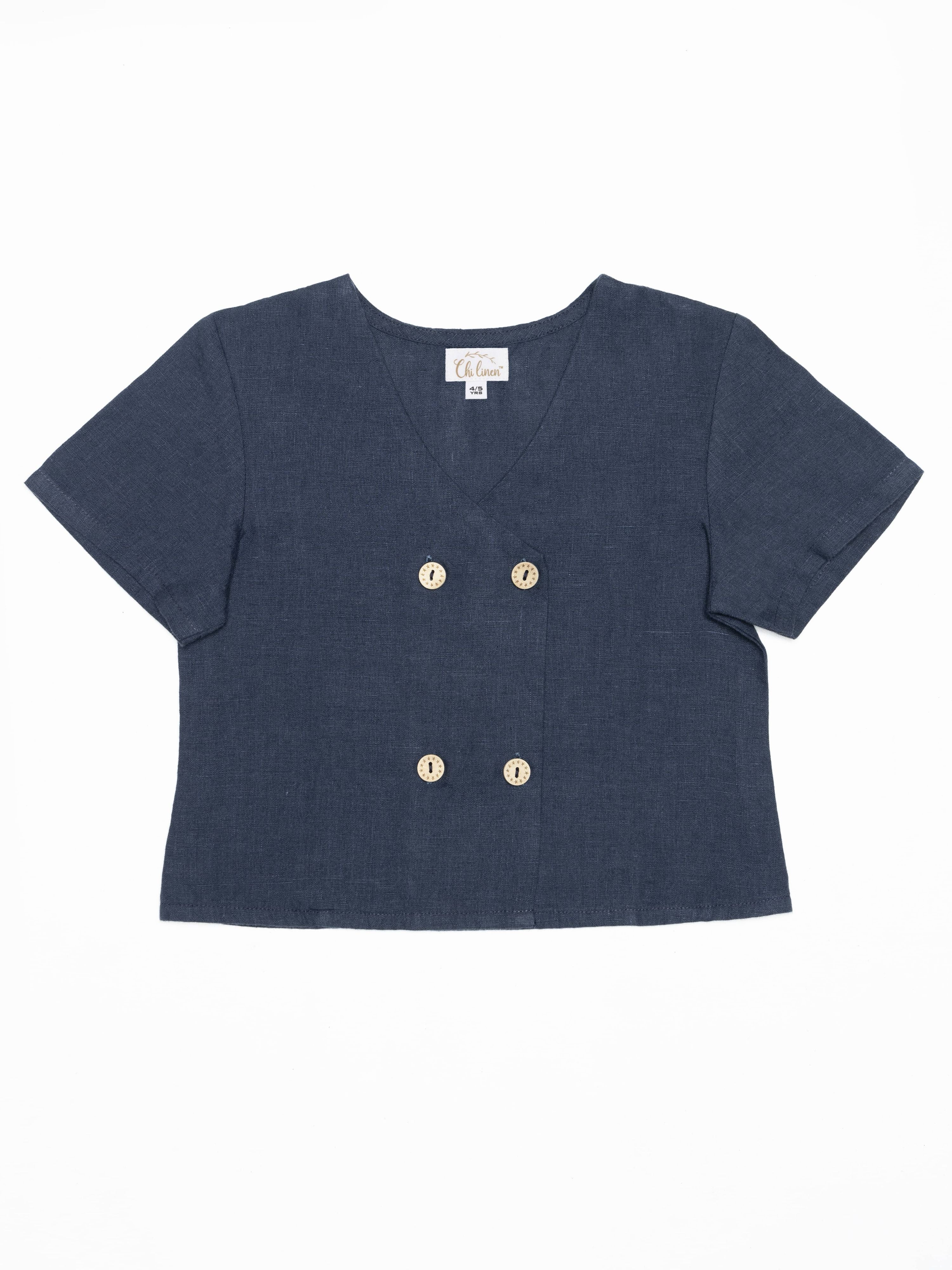 Four Button Linen Top - Chi Linen