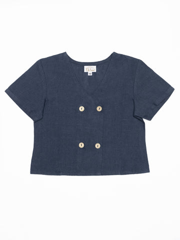 Four Button Linen Top - Chi Linen